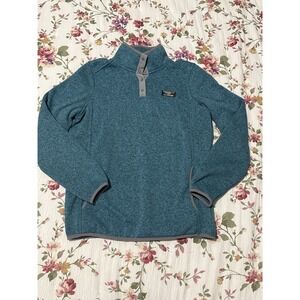 L.L.Bean Sweater Fleece Snap Neck Pullover Women's Medium Teal Outdoor Jacket